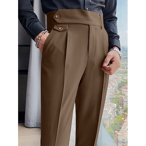 Men's Dress Pants Trousers Slacks Pleated Pants Suit Pants Pocket