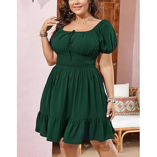 Retro Vintage Medieval Renaissance Mini Dress Flare Dress Puff Sleeve Elven  Regency Inspired Solid Color Fancy Dress Women's Fantasy Masquerade  Vacation Casual Daily Adults' Dress Spring & Summer 2026 - $26.99