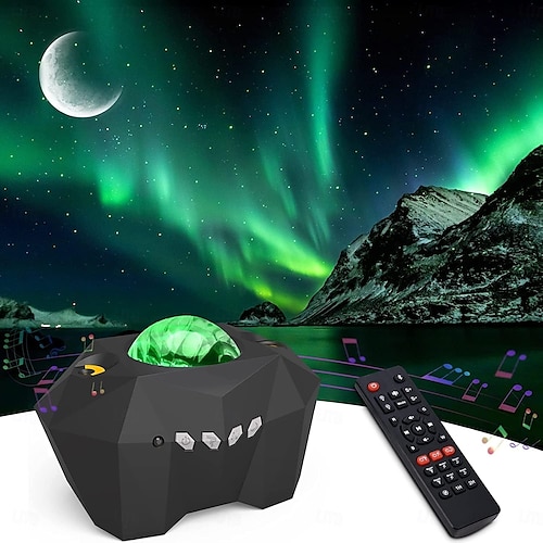 Projecteur d'étoiles avec haut-parleur Bluetooth Projecteur de galaxie Lumières du Nord Projecteur d'Aurore avec Lune Étoile Veilleuse Projecteur pour Chambre Théâtre Maison Enfants Adultes Salle de