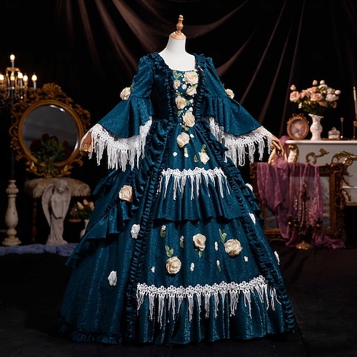 Vintage Rococo Renaissance Maxi Dress Normal Juliet Sleeve