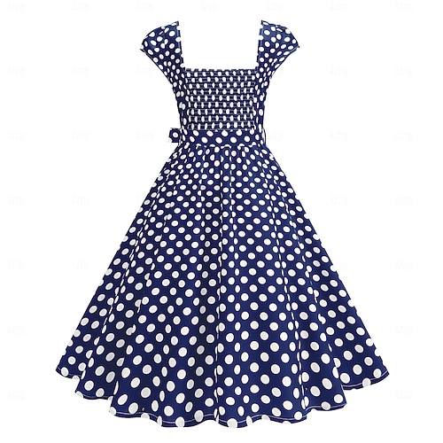 blue and white polka dot dress outfit PRE-ORDER - Ingenue Dress in Light Blue w/White Polka Dots main image 0