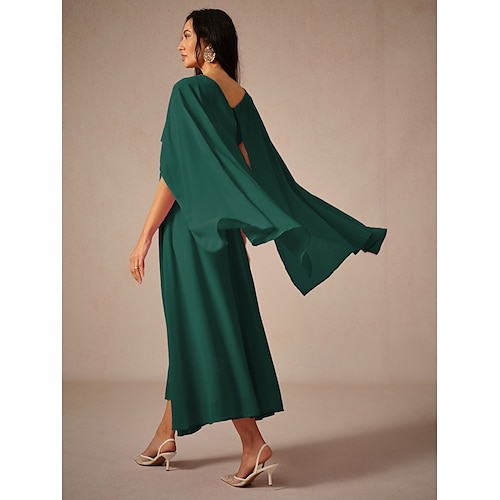  Per donna Abito maxi Abito a trapezio Elegante Formale Feste Ospite di nozze Vestibilità comoda Girocollo Verde scuro Estate