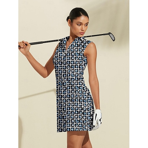  Dam golfklänning Svart Ärmlös Blommig Golfkläder för damer Kläder Outfits Bär kläder