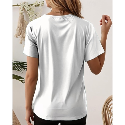  Damen T Shirt Blumen Grafik Tiermotiv Vintage Stilvoll Klassisch Kurzarm Rundhalsausschnitt Normale Oberteile Täglich Druck Schwarz Weiß Sommer Frühling