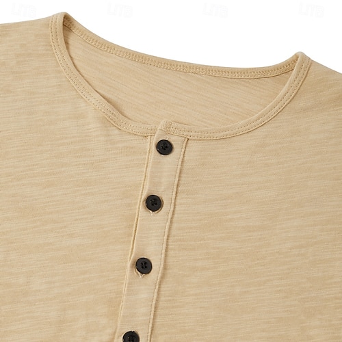  Herren T Shirt Henley Shirt T-Shirt Glatt Henley Strasse Urlaub Kurze Ärmel Taste Bekleidung Designer Basic Moderne zeitgenössische