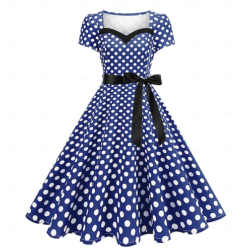 rockabilly dresses for women qILAKOG Vintage Retro Dress Cocktail Party Prom Swing Women's Summer Fashion Embroidery V-neck Sleeveless Printed Vintage Rockabilly dresses with Skulls and Red Roses all over print Red Rockabilly Dress Retro Petticoat