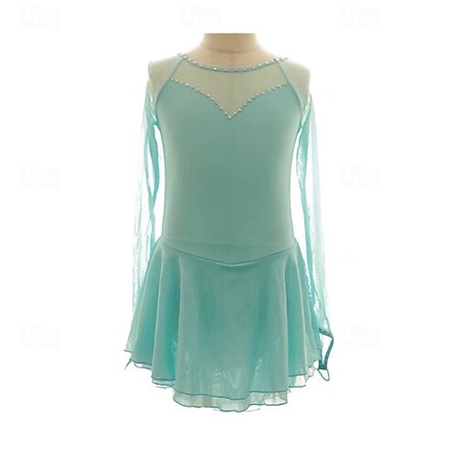 Figure Skating Dress Women's Girls' Ice Skating Dress Green Patchwork Thumbhole Spandex Mesh Stretchy Professional Training Practice Skating Wear Thermal Warm Crystal / Rhinestone Long Sleeve Ice 2026 - GBP 192 Figure Skating Dress Women's Girls' Ice Skating Dress Green Patchwork Thumbhole Spandex Mesh Stretchy Professional Training Practice Skating Wear Thermal Warm Crystal / Rhinestone Long Sleeve Ice 2026 - GBP 192