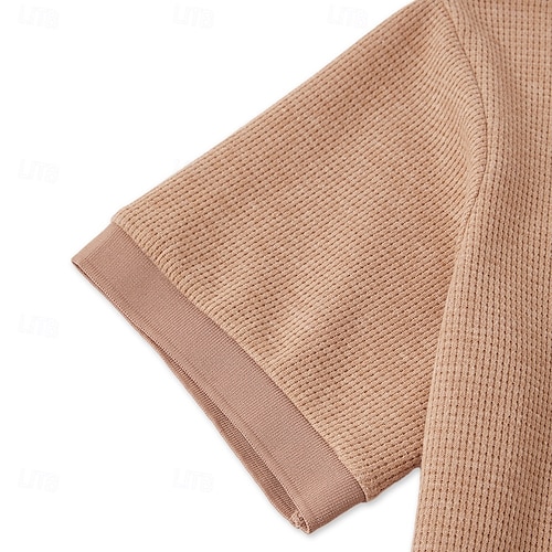  Homens Camisas Polo Waffle Camisas Polo Casual Feriado Lapela gola pólo com nervuras Manga Curta Moda Básico Tecido Botões Macia Verão Primavera Normal Branco Amarelo Vinho Verde Caqui Cinzento