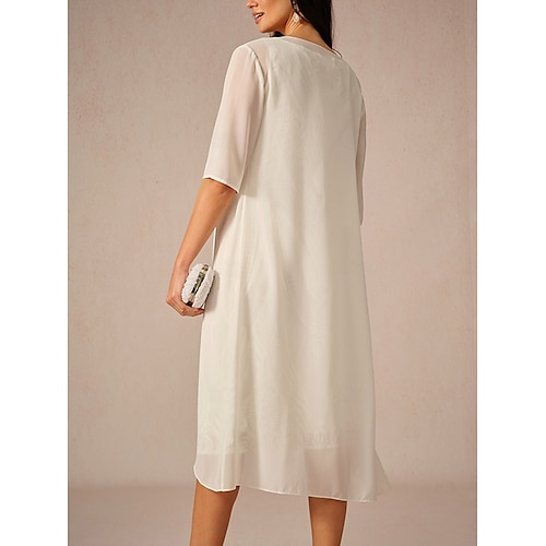  dam chiffong cover-up jacka enfärgad elegant snygg halvärm vit sommar vår