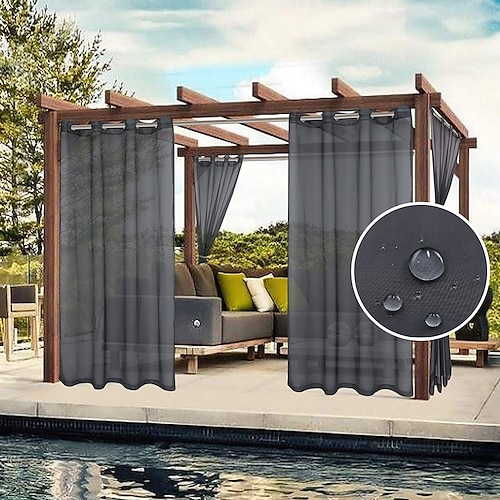 vanntett utendørs gardin privatliv, skyve uteplass gardin gårdshus gardiner, pergola gardiner grommet for lysthus, balkong, veranda, fest, hotell, 1 panel vanntett utendørs gardin privatliv, skyve uteplass gardin gårdshus gardiner, pergola gardiner grommet for lysthus, balkong, veranda, fest, hotell, 1 panel