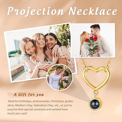  Collar de Corazón Personalizado - Regalo Ideal para Mamá - Colgante de Proyección de Foto Personalizada Regalo Significativo para Madre Abuela Esposa Novia Perfecto para el Día de la Mujer