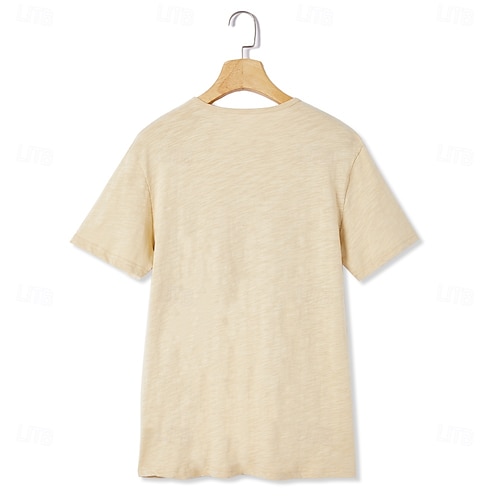  Herren T Shirt Henley Shirt T-Shirt Glatt Henley Strasse Urlaub Kurze Ärmel Taste Bekleidung Designer Basic Moderne zeitgenössische
