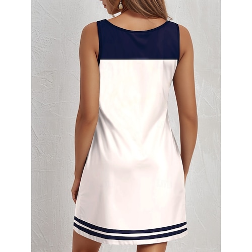  Damen Mini Kleid Petite Kleid Petite Kleid Strandkleid A-Linie Kleid Tank Kleid Freizeit Urlaub Täglich Strand Lockerer Schnitt Herz Rose Flagge ärmellos Rundhals Weiß Rot Königsblau Blau Sommer