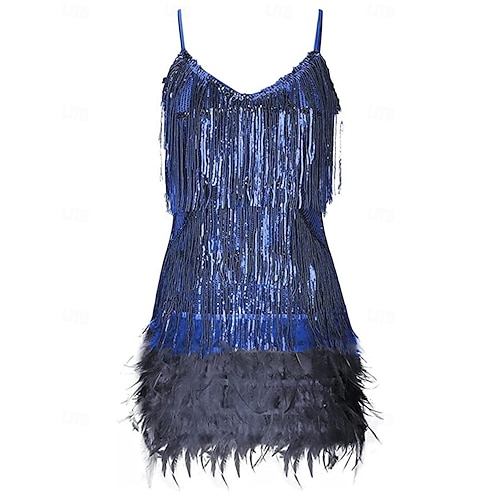 1920s mini dress Champagne Feather Mini Dress