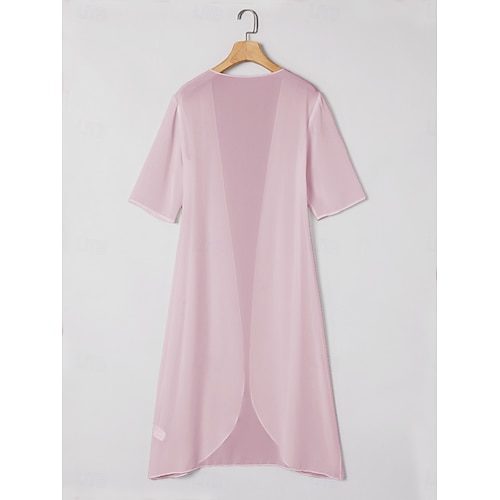  dam chiffong cover-up jacka enfärgad elegant snygg halvärm salvia grön sommar vår
