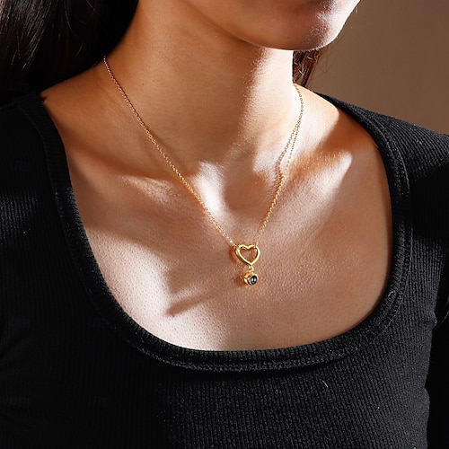  Collar de Corazón Personalizado - Regalo Ideal para Mamá - Colgante de Proyección de Foto Personalizada Regalo Significativo para Madre Abuela Esposa Novia Perfecto para el Día de la Mujer
