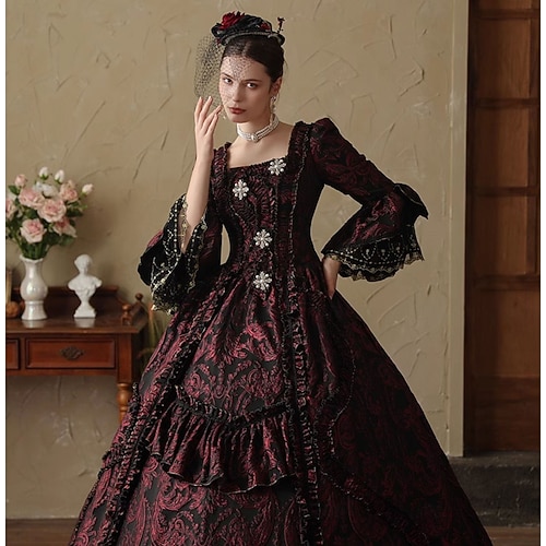 Vintage Rococo Renaissance Maxi Dress Normal Juliet Sleeve