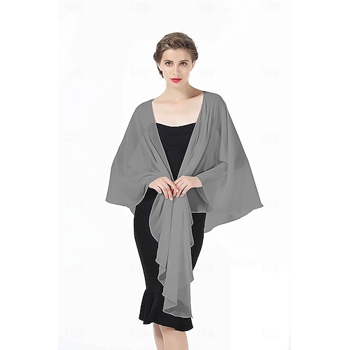 Shawls Women's Wrap Bolero Shrug Coats Jackets Elegant Sun Protection Long Sleeve Chiffon Wedding Wraps With Pure Color For Formal Spring & Fall dress