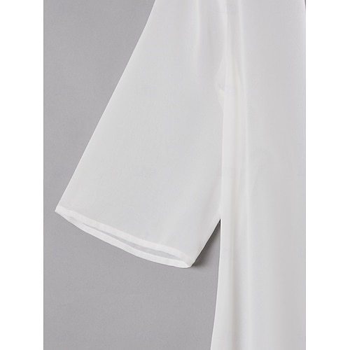  dam chiffong cover-up jacka enfärgad elegant snygg halvärm vit sommar vår
