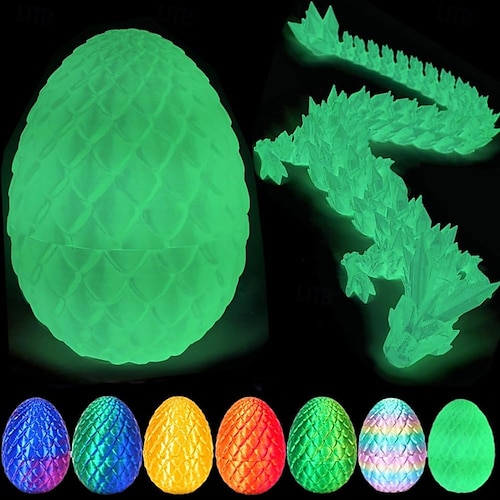 Drago Stampato In 3D In Uovo Di Cristallo – Giocattolo Fidget Articolato In PLA, Colori Vari, Decorazione Da Scrivania O Regalo Per Adulti - 2