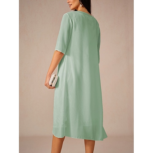  dam chiffong cover-up jacka enfärgad elegant snygg halvärm salvia grön sommar vår
