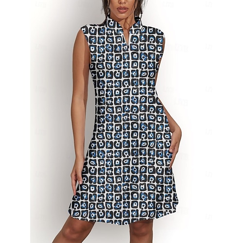  Dam golfklänning Svart Ärmlös Blommig Golfkläder för damer Kläder Outfits Bär kläder