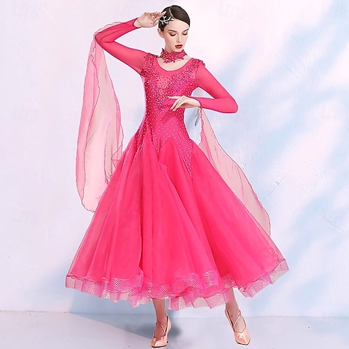 Elegant Ballroom Dance Dress Women Competition Waltz Dancing Dress Long Sleeve Tango Modern Sandard Costumes