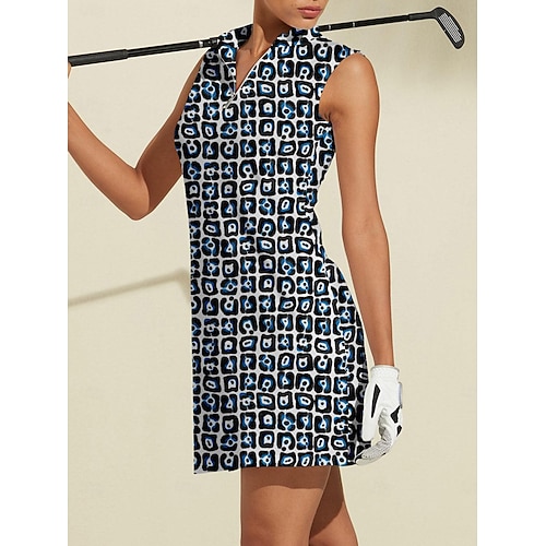  Dam golfklänning Svart Ärmlös Blommig Golfkläder för damer Kläder Outfits Bär kläder