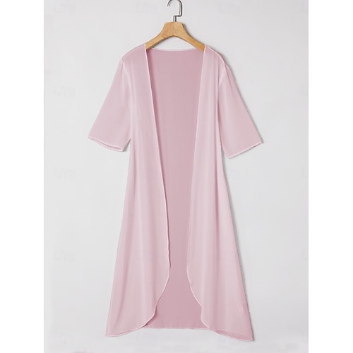  dam chiffong cover-up jacka enfärgad elegant snygg halvärm salvia grön sommar vår