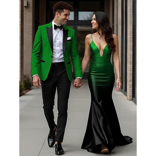  Trajes de fiesta para hombres Trajes de regreso a casa Trajes rojos uva moda formal de color sólido ajuste estándar de 2 piezas de un botón