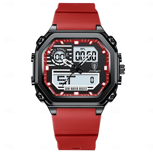 POEDAGAR Square Sports Men Watch Waterproof LED Luminous