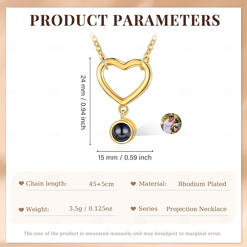  Collar de Corazón Personalizado - Regalo Ideal para Mamá - Colgante de Proyección de Foto Personalizada Regalo Significativo para Madre Abuela Esposa Novia Perfecto para el Día de la Mujer