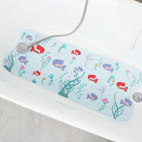 Non-Slip Cartoon Bath Mat For Kids - 40x16 Inch Turtle Design With Suction Cups