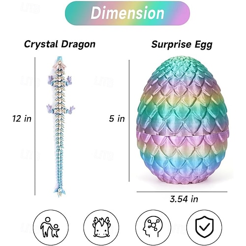 Œufs de dragon imprimés en 3D avec cristal articulé à l'intérieur Cadeaux de bureau anti-stress exécutifs Décoration de bureau à domicile (Violet