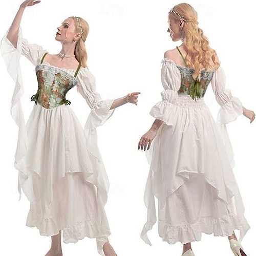  Retro Středověké Renesanční Korzet Kamizelka Prsatější Ren Faire Šněrování Květinový Žakár Dámské Keltské Fantazie předvečer Všech svatých Karneval Párty Běžné / Denní LARP Dospělé Korzet