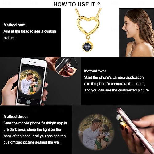  Collar de Corazón Personalizado - Regalo Ideal para Mamá - Colgante de Proyección de Foto Personalizada Regalo Significativo para Madre Abuela Esposa Novia Perfecto para el Día de la Mujer
