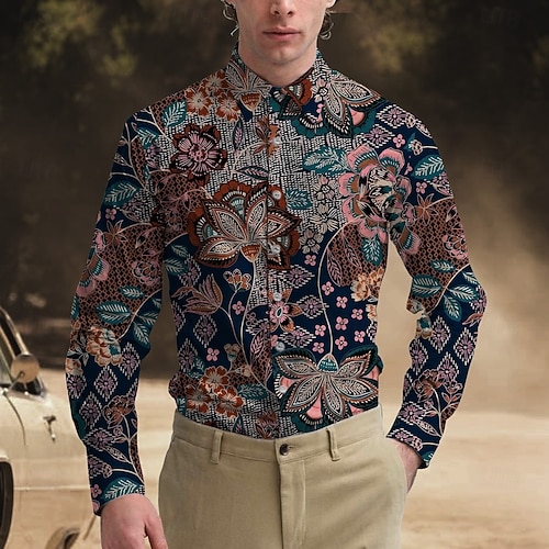 hippie dress shirt Huiacong Couples Golf Shirts Matching Hippie Floral 70s Men's Golf Shirts Collared Short Sleeve Hawaiian Shirt 1/4 Zip Couples Matching Outfits Mens