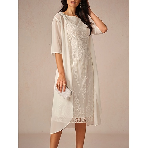  dam chiffong cover-up jacka enfärgad elegant snygg halvärm vit sommar vår