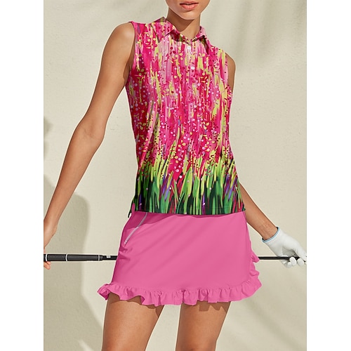  Mulheres Camisa polo de caminhada Rosa claro Sem Manga Blusas Roupas femininas de golfe, roupas, roupas, roupas