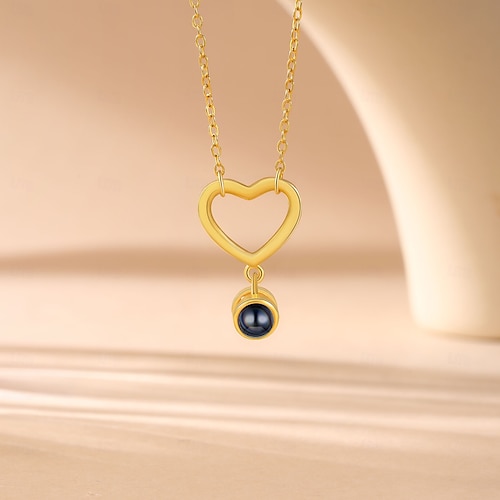  Collar de Corazón Personalizado - Regalo Ideal para Mamá - Colgante de Proyección de Foto Personalizada Regalo Significativo para Madre Abuela Esposa Novia Perfecto para el Día de la Mujer