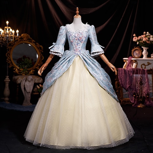 ancien Rococo Renaissance Maxi Robe Normal Juliette Princesse Mariée Plissé Volanté Princesse Col rond Déguisement Femmes Halloween Carnaval Mascarade Performance Soirée Halloween Adultes Toutes