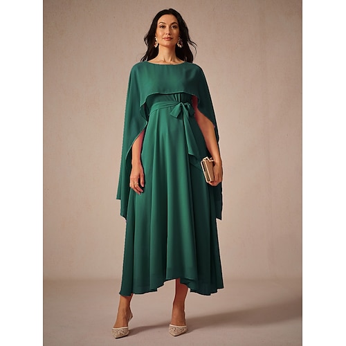  Per donna Abito maxi Abito a trapezio Elegante Formale Feste Ospite di nozze Vestibilità comoda Girocollo Verde scuro Estate