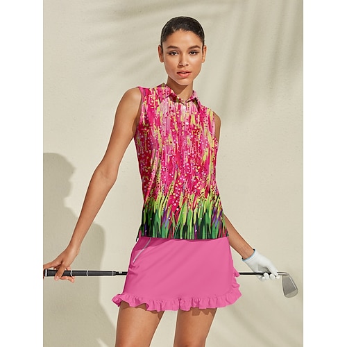  Mulheres Camisa polo de caminhada Rosa claro Sem Manga Blusas Roupas femininas de golfe, roupas, roupas, roupas