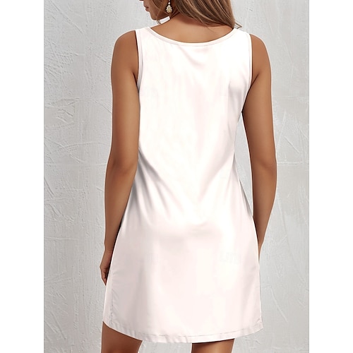  Damen Mini Kleid Petite Kleid Petite Kleid Strandkleid A-Linie Kleid Tank Kleid Freizeit Urlaub Täglich Strand Lockerer Schnitt Herz Rose Flagge ärmellos Rundhals Weiß Rot Königsblau Blau Sommer