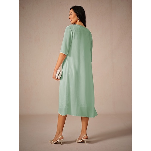  dam chiffong cover-up jacka enfärgad elegant snygg halvärm salvia grön sommar vår
