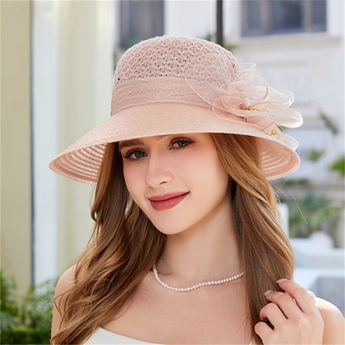 Derby Hats for Women 2025 Tea Party Organza Flower Bucket  display picture 2