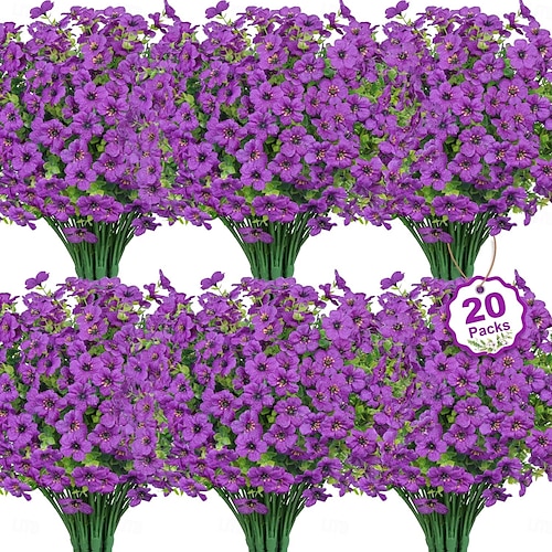  20 de pachete de flori artificiale pentru decorațiuni în aer liber flori de mătase false plante artificiale rezistente la UV margarete artificiale eucalipt pentru primăvară vară grădină curte verandă