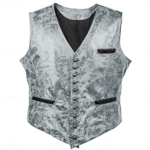 Rococo Baroque Victorian Vest Waistcoat West Cowboy Solid Color Fancy Dress  Men's Carnival Carnival Event / Party Bachelorette Party Adults' Vest  Spring Fall Winter 2026 - $56.99