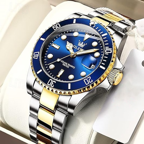 Reloj de Cuarzo para Hombre OLEVS Reloj de Pulsera Casual de Moda Minimalista Calendario Luminiscente Reloj de Acero Impermeable
