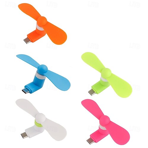 Handy-Lüfter Mini-Ventilator 2 Stück (Weiß) – USB/Type-C/Android, Drehbar, Tragbar, Plug & Play
